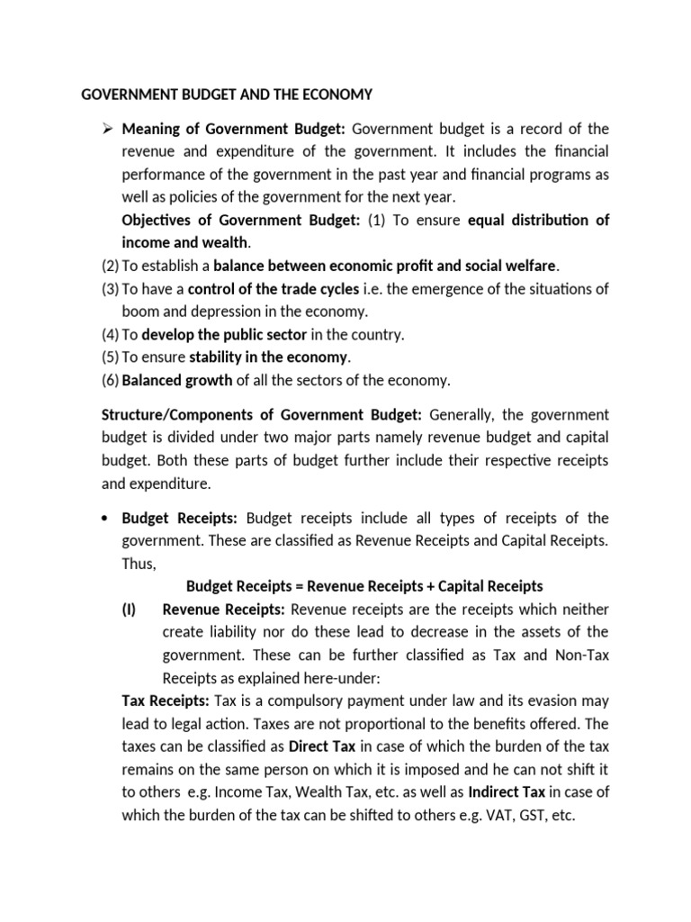 Unit Iv 2024-25 Government Budget and The Economy | PDF | Taxes ...