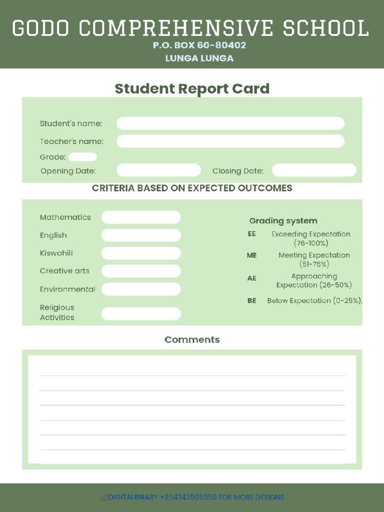 G1-3 Sample Report Card | PDF
