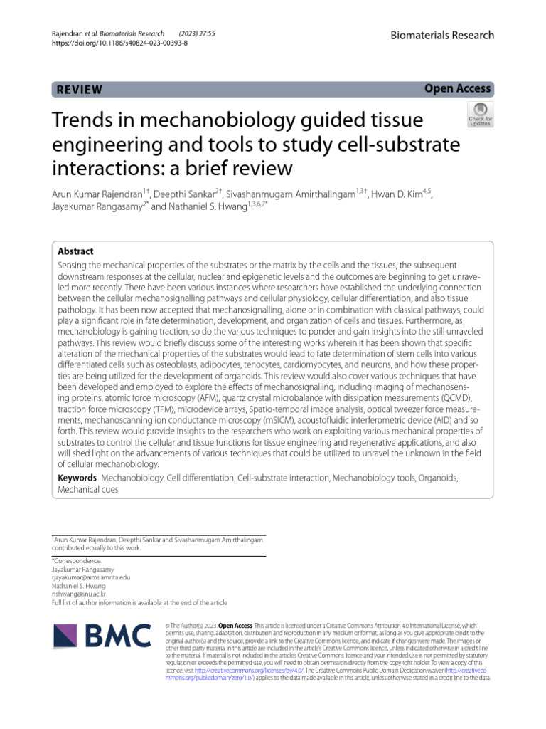 (Review) Cell Substrate Interaction | PDF | Extracellular Matrix ...