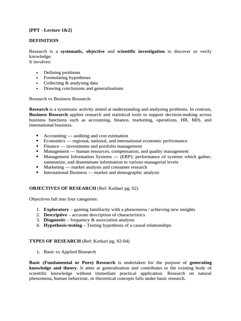 Research Methodology Notes | PDF | Validity (Statistics) | Level Of ...