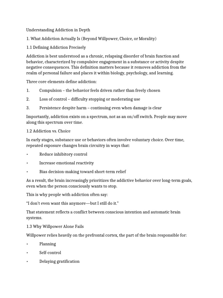 Understanding Addiction in Depth Module 1 Short Course | PDF | Reward ...