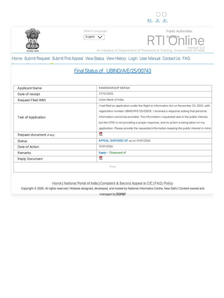 RTI Online - Online RTI Information System | PDF | Government Information