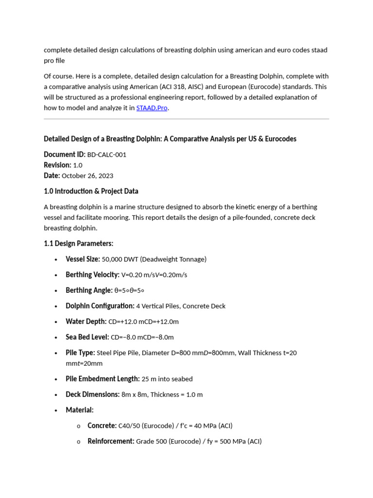 Complete Detailed Design Calculations of Breasting Dolphin Using ...