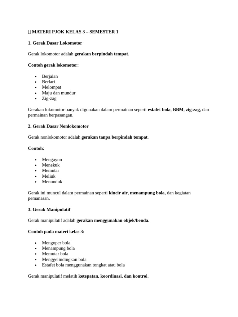 ? Materi Pjok Kelas 3 | PDF