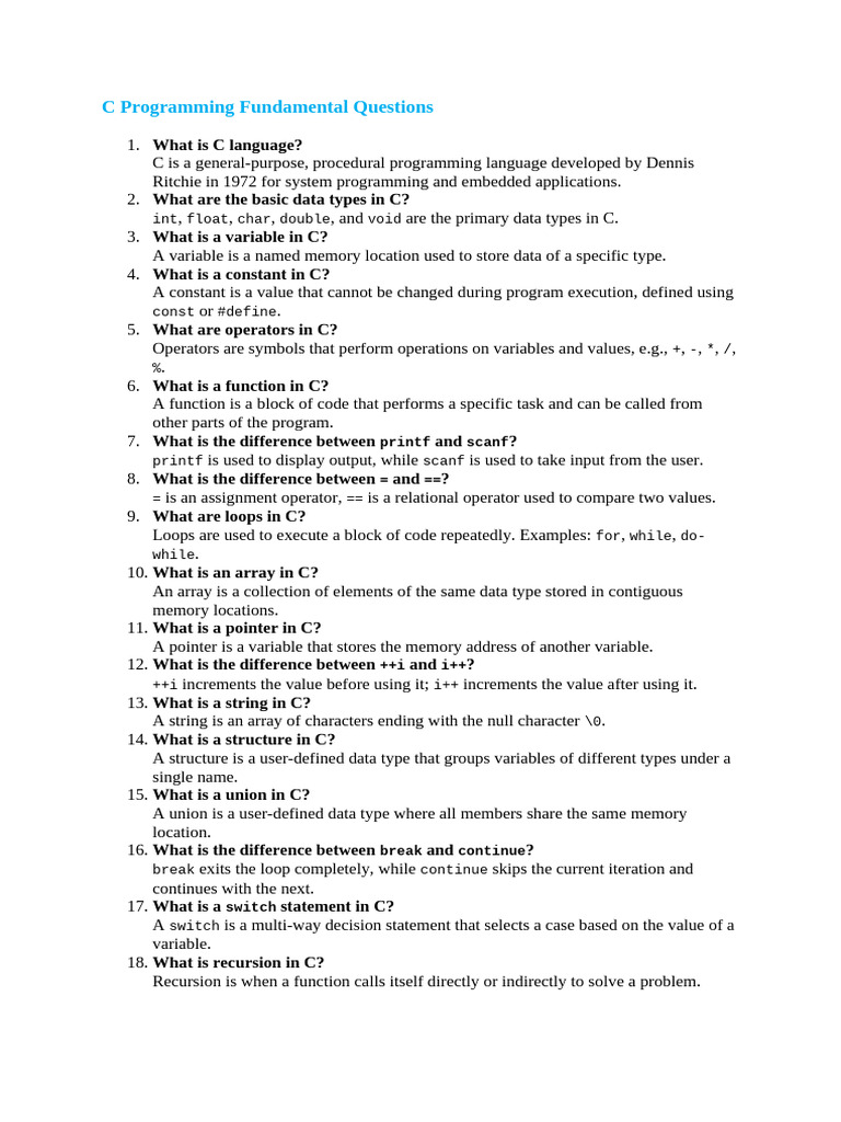 Fundamental Questions Updated Sheet | PDF | Method (Computer ...