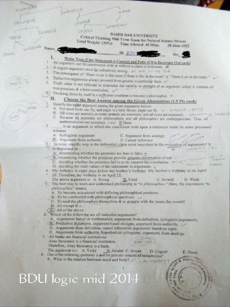 Logic Mid Exam - @freshman - Materials | PDF