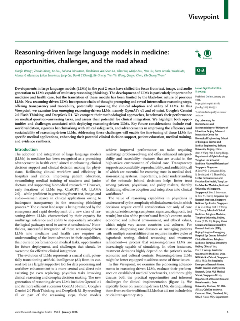 Reasoning Driven Large Language Models in Medicine | PDF | Artificial ...