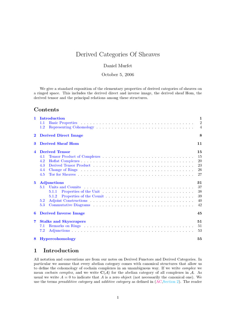 Derived Categories of Sheaves | PDF | Algebra | Mathematics