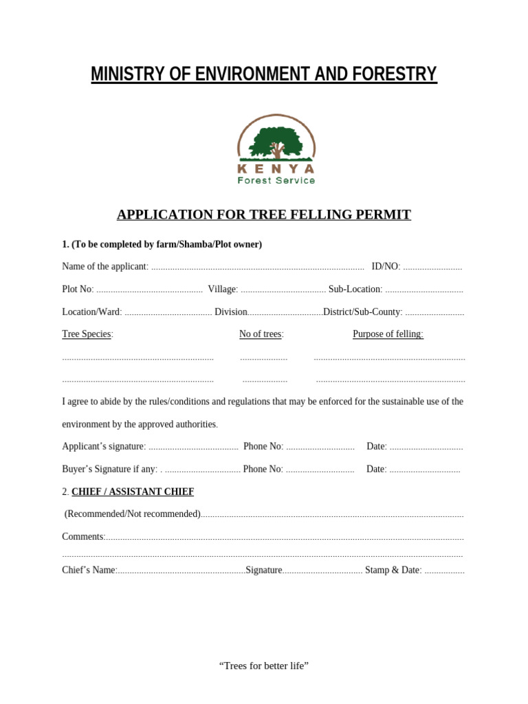Application To Fell A Tree Form | PDF