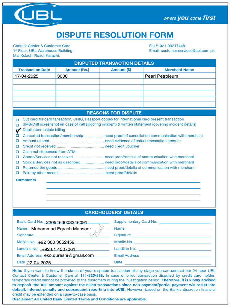 Dispute Resolution A4 Form April 2024 | PDF | Credit Card | Financial ...