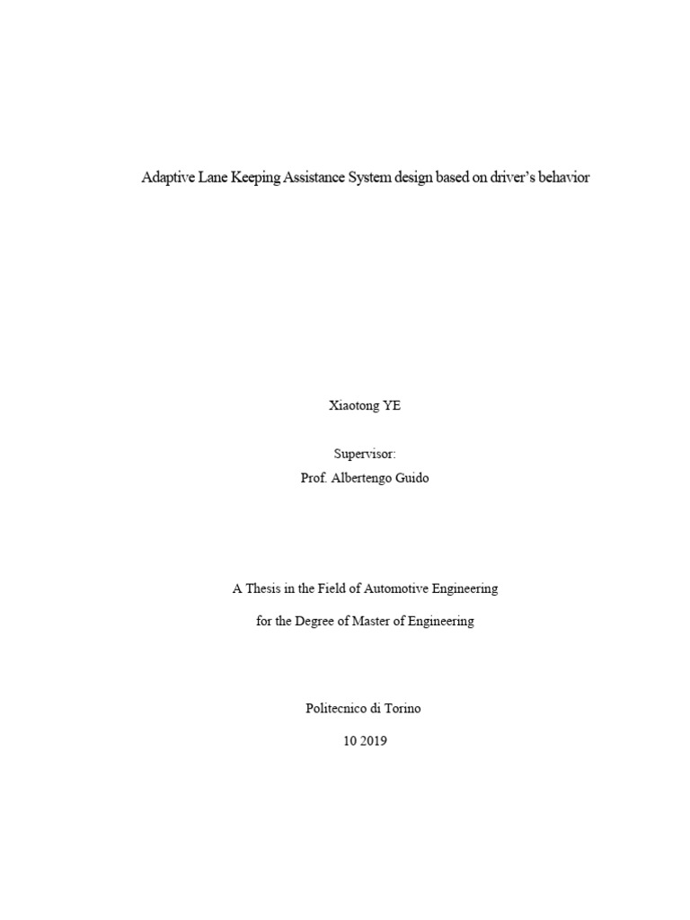 Adaptive Lane Keeping Assistance System | PDF | Control Theory ...