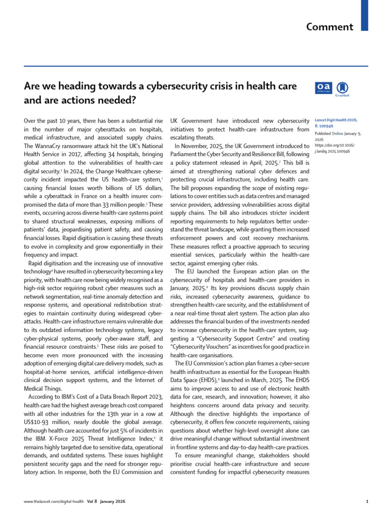 Are We Heading Towards A Cybersecurity Crisis in H | PDF | Computer ...