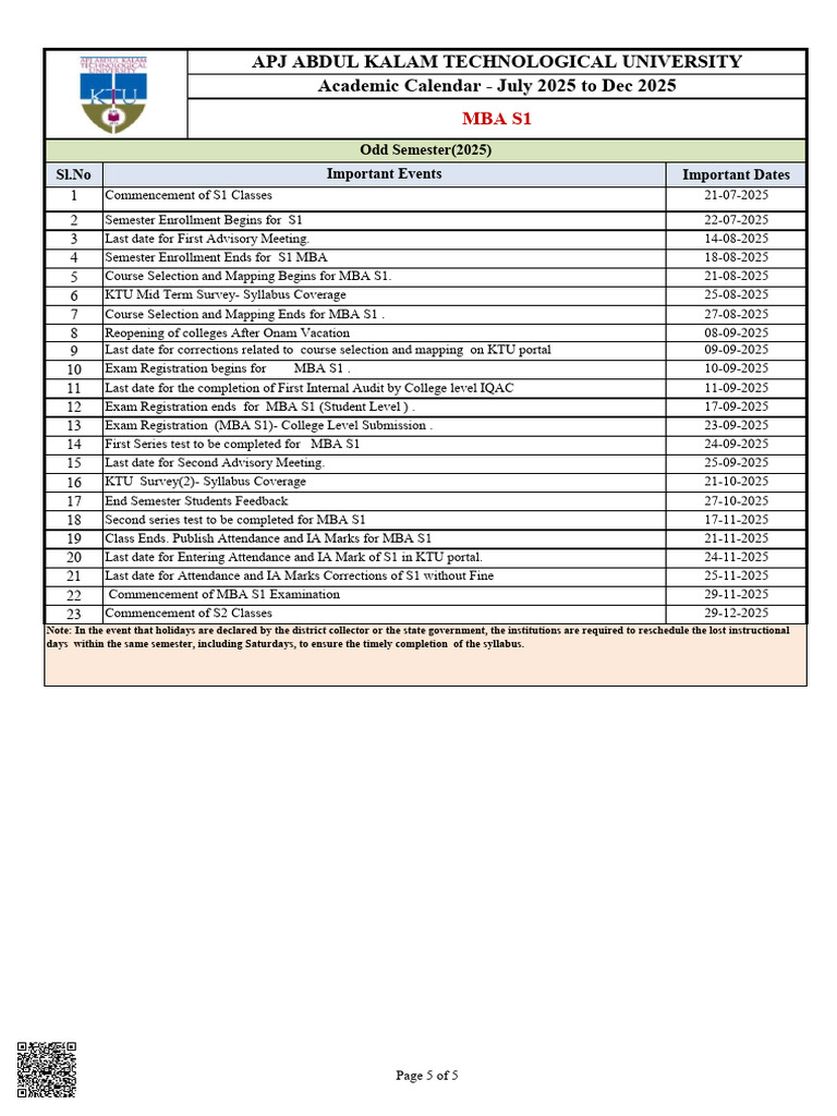 S1 S2 Academic Calendar MBA | PDF | Academic Term | Educational ...