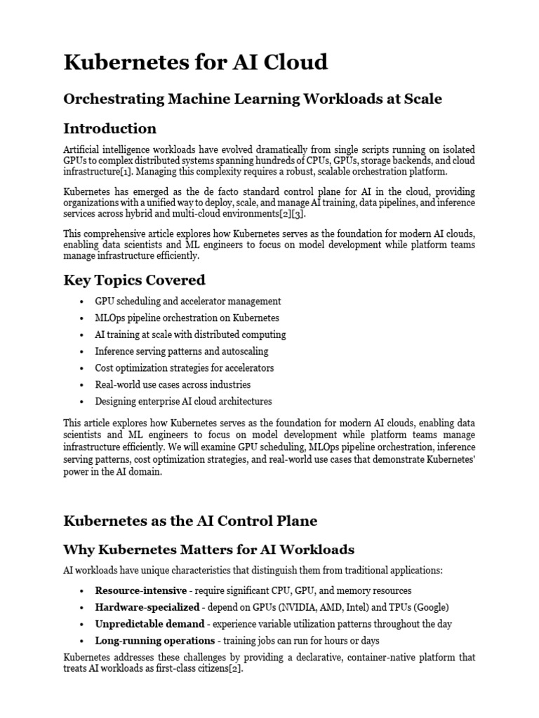 Kubernetes For AI Cloud 1 | PDF | Cloud Computing | Graphics Processing ...