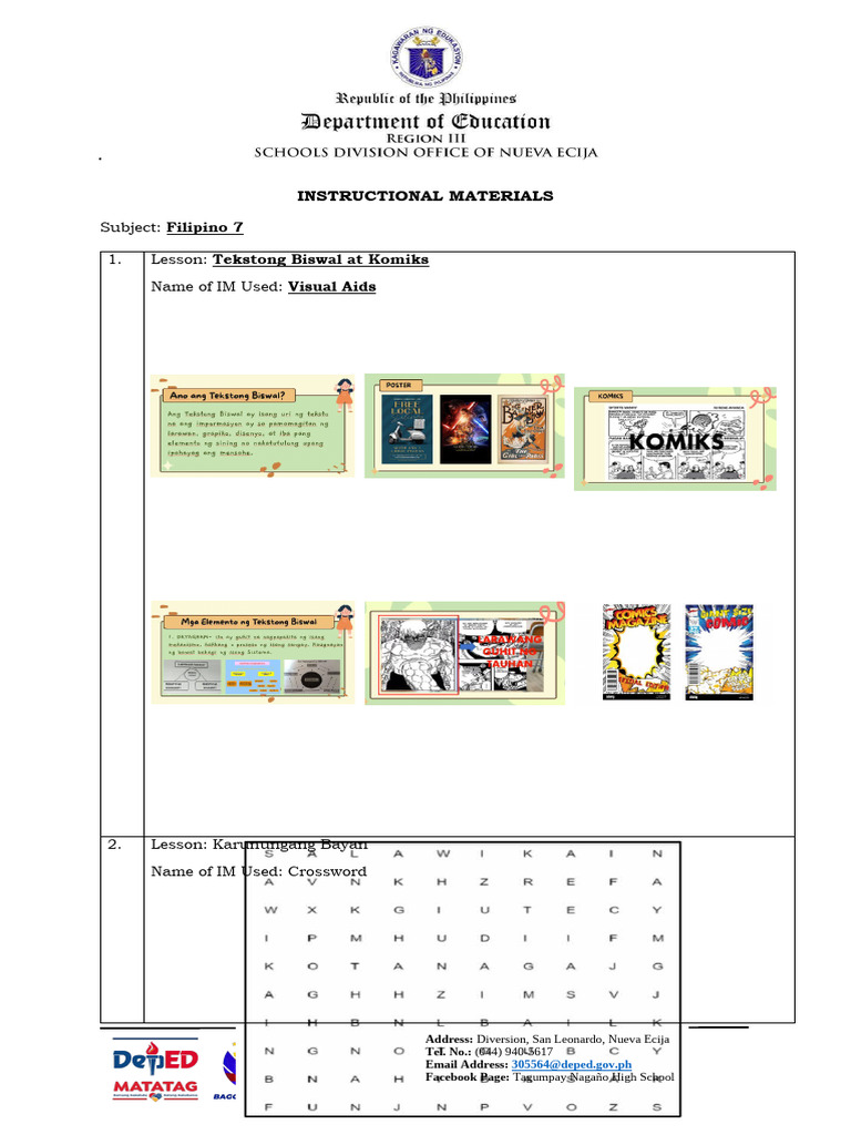 List of Instructional Material | PDF