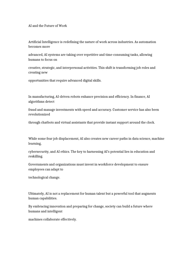 AI and The Future of Work | PDF