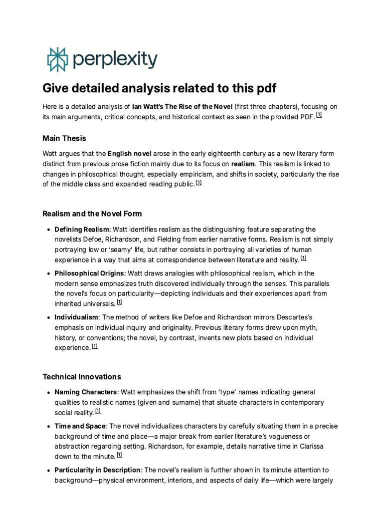 Give Detailed Analysis Related To This PDF | PDF | Novels | Realism (Arts)