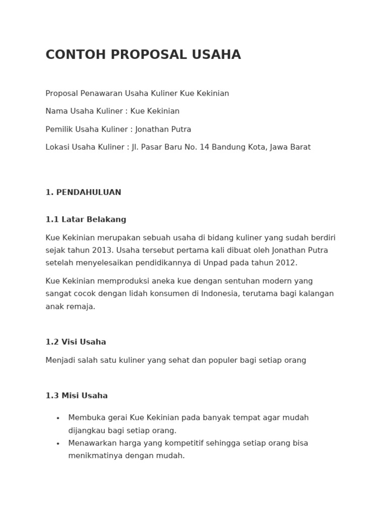Contoh Proposal Usaha Makanan | PDF