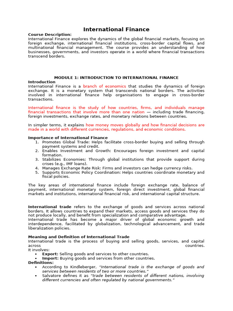 International Finance - Student | PDF | Exchange Rate | Foreign ...