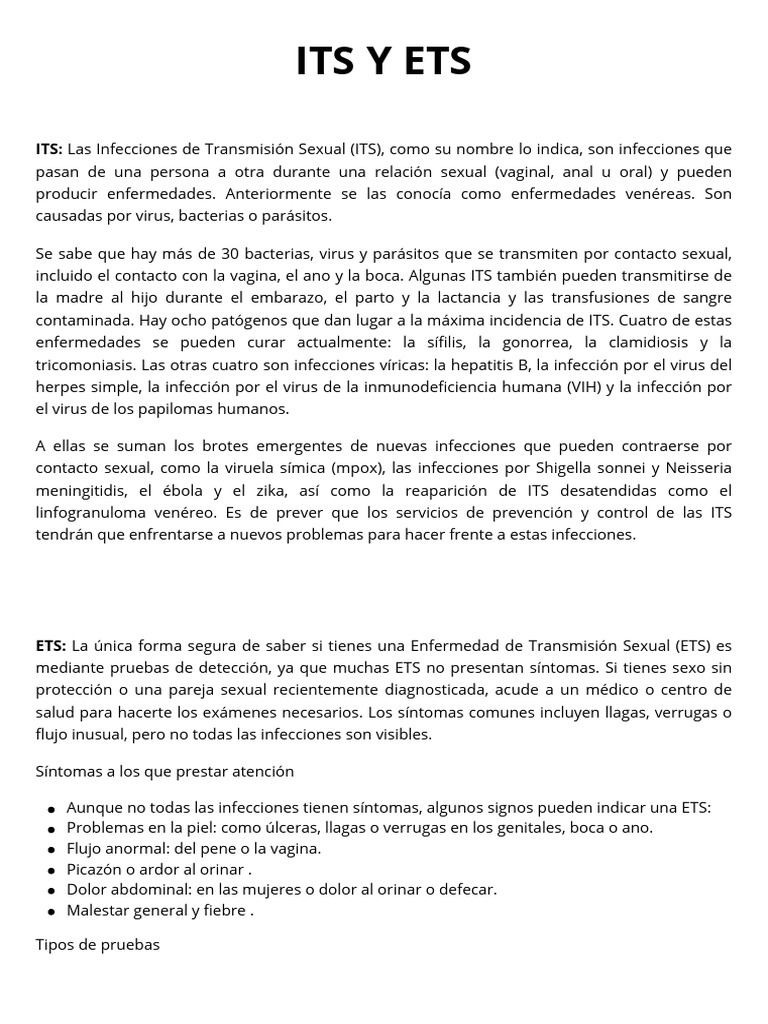 Infecciones de Transmisión Sexual y ETS. | PDF | Infección transmitida ...