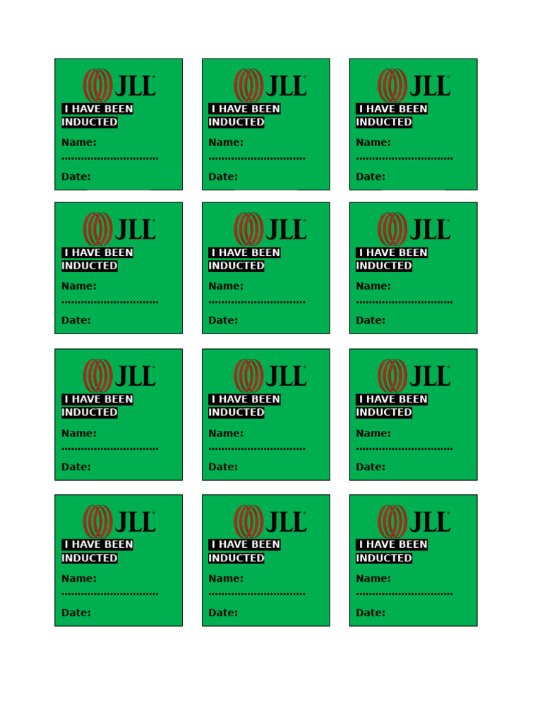 JLL Induction Helmet Stickers (GREEN) | PDF