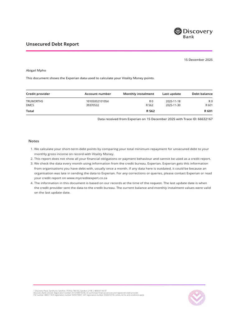 Unsecured Debt Report | PDF