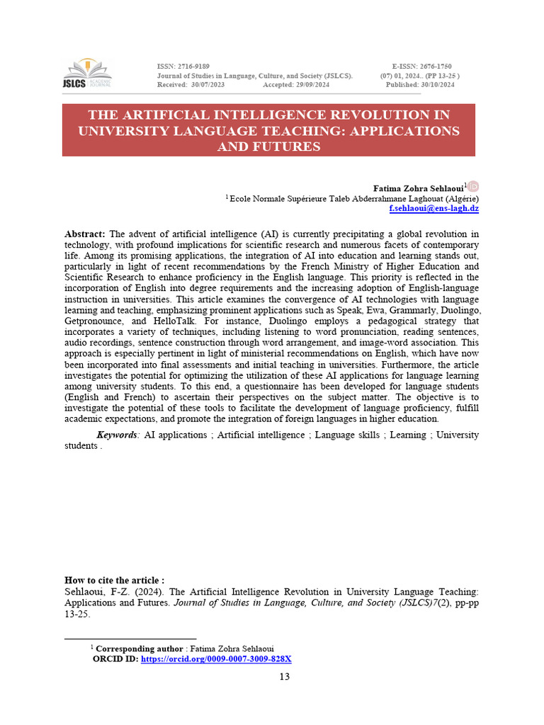 The Artificial Intelligence Revolution in University Language Teaching ...