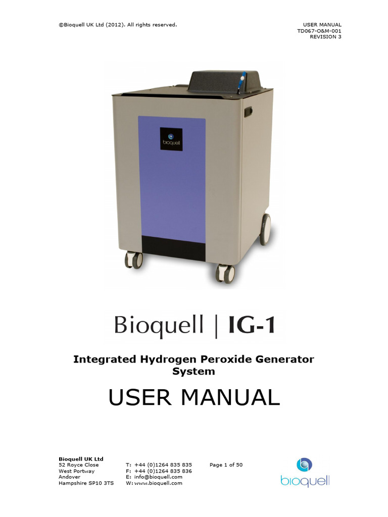 Bioquell - TD067-O&M Manual | PDF | Hydrogen Peroxide | Radio Frequency ...