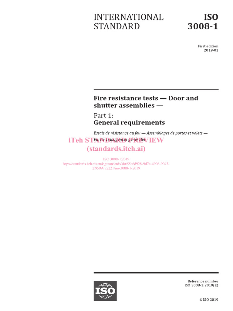 Iso 3008 1 2019 | PDF | Door | International Organization For ...