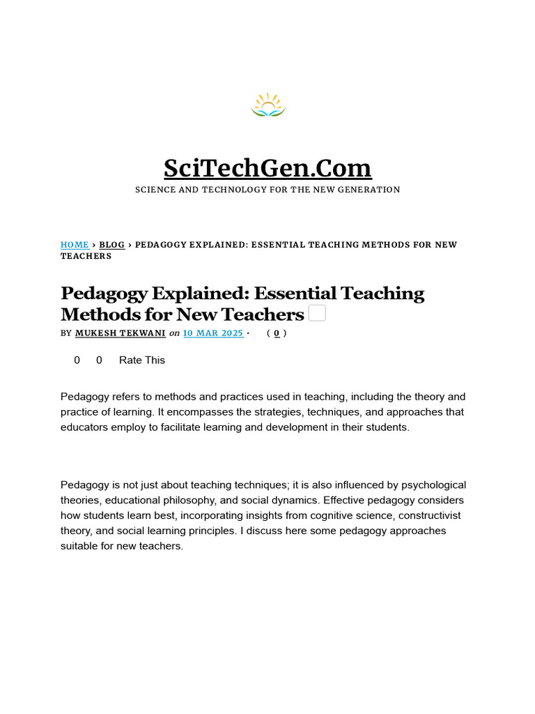 Pedagogy Explained - Essential Teaching Methods For New Teachers | PDF ...