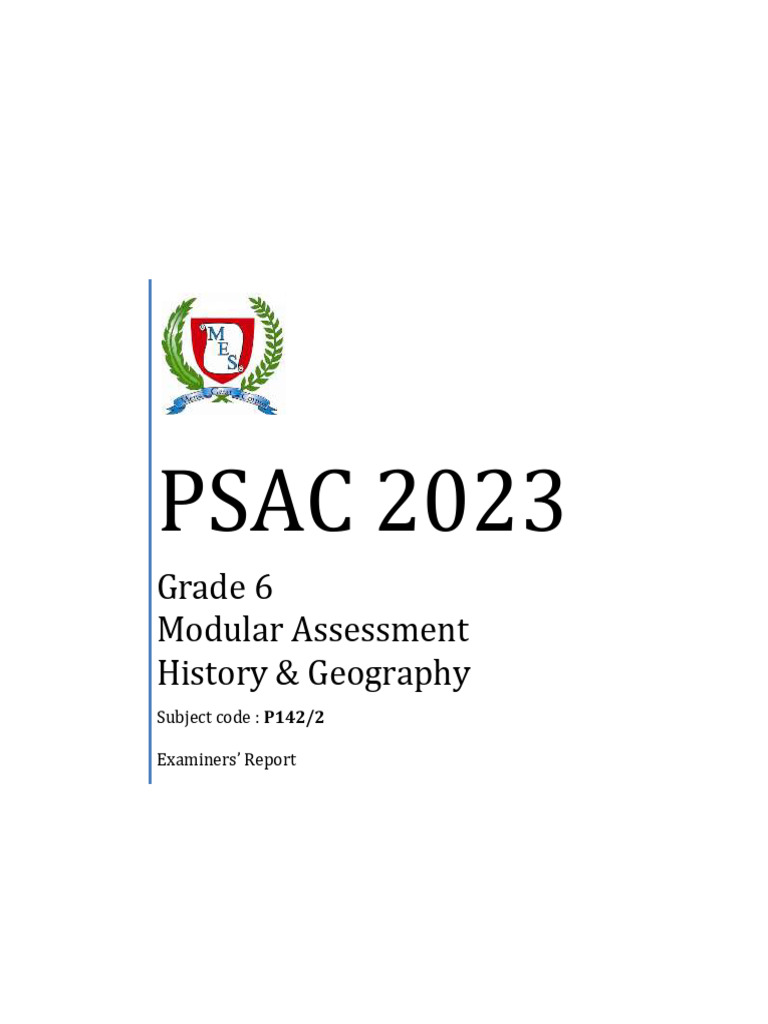 PSAC Examiners Report His Geo 2023 Modular Grade 6 | PDF | Multiple Choice
