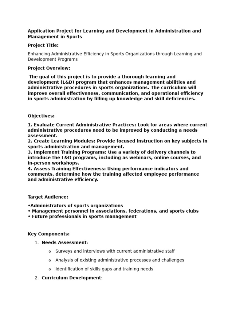 Application Project For Learning and Development | PDF | Educational ...
