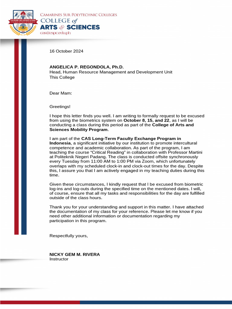 Letter Request Biometrics | PDF