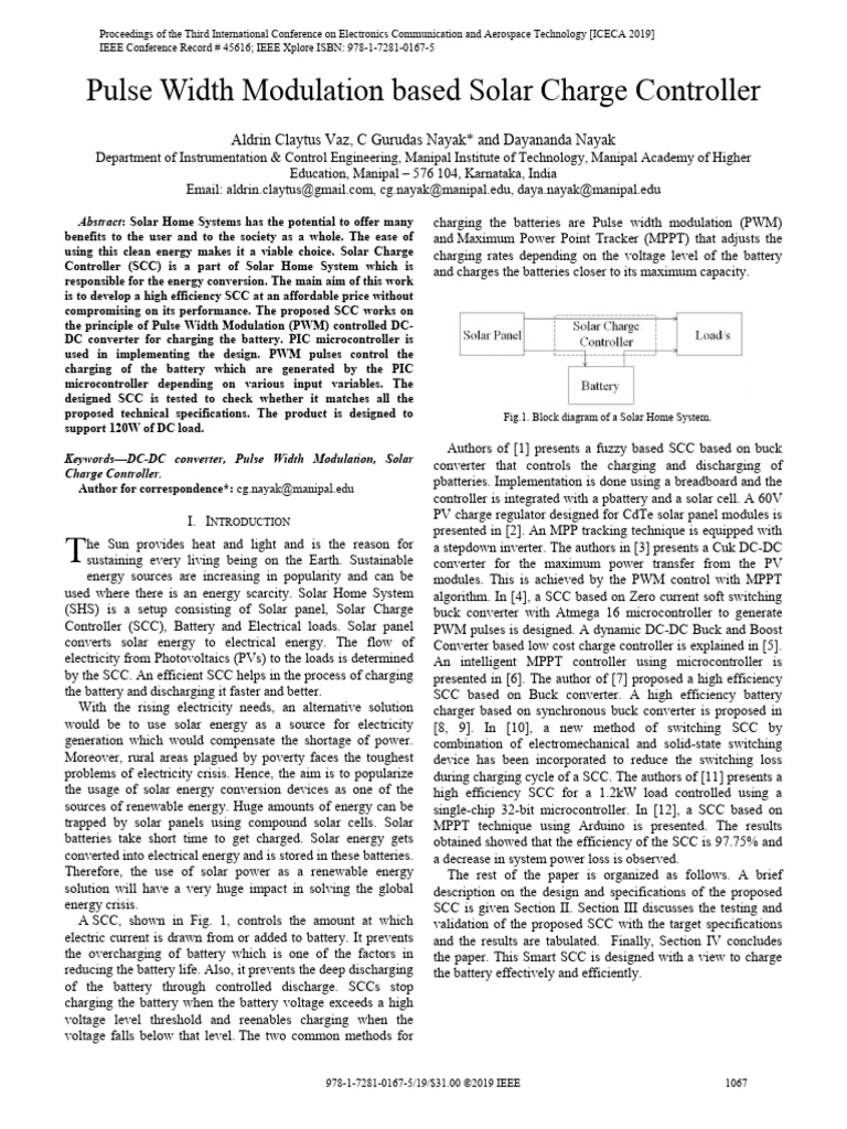 Pulse Width Modulation Based Solar Charge Controller | PDF | Transistor ...
