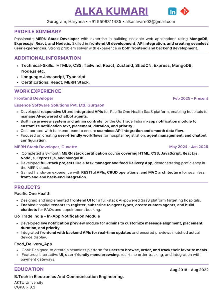 Alka Frontend Developer 1 Year | PDF | Software As A Service | Mobile App