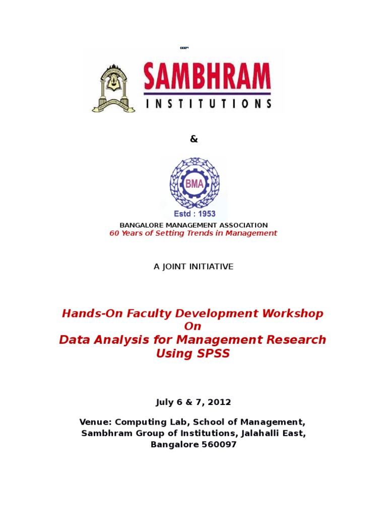SPSS Data Analysis Workshop in Bangalore | PDF | Qualitative Research ...