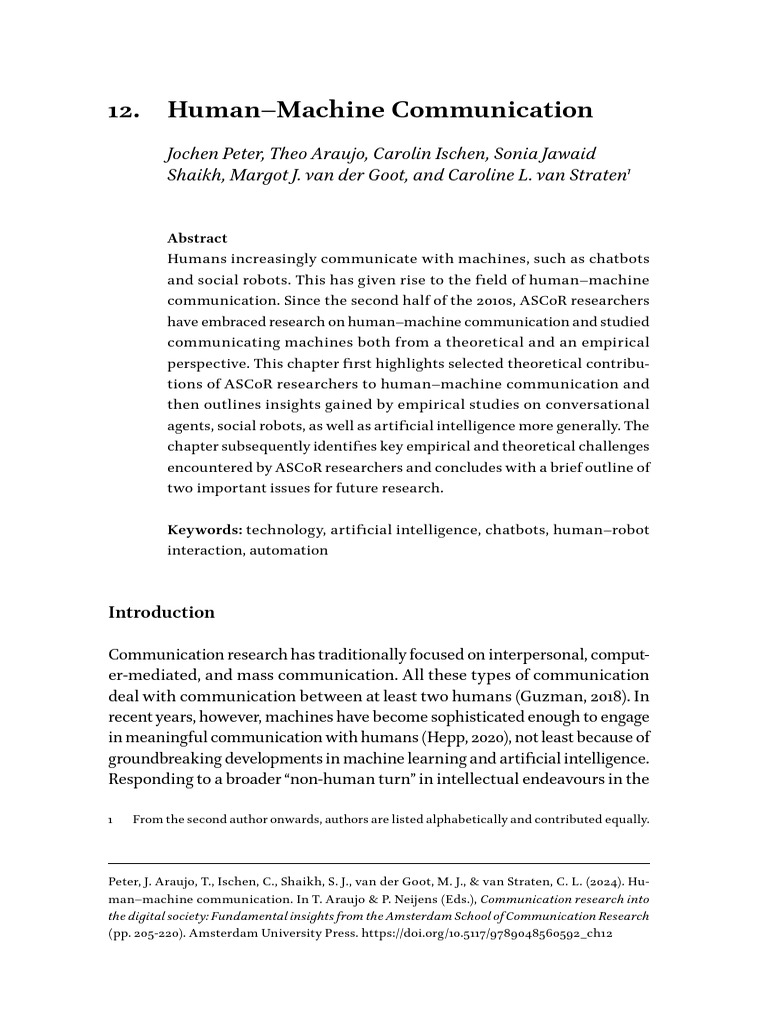 12 Human-Machine Communication | PDF | Artificial Intelligence ...