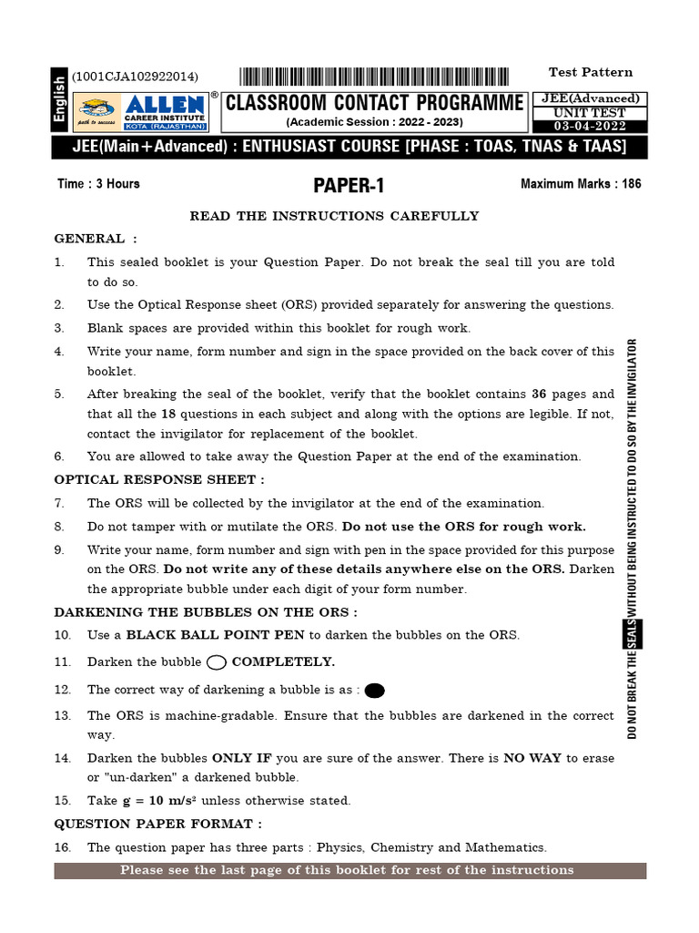 0304 Paper 1 | PDF | Force | Refraction