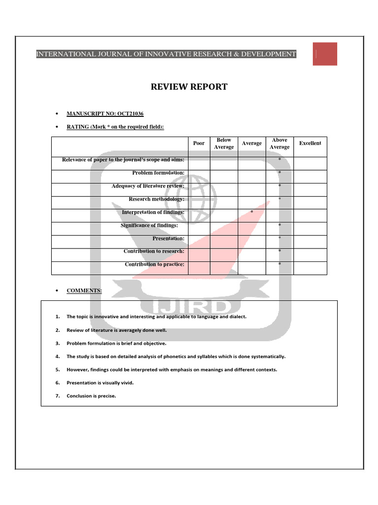 Review Report OCT21036 | PDF