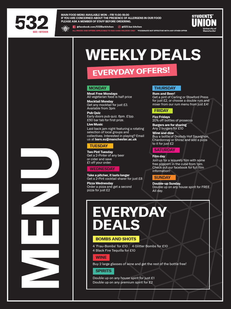 Union Bar Food Menu New 2019 Sep | PDF