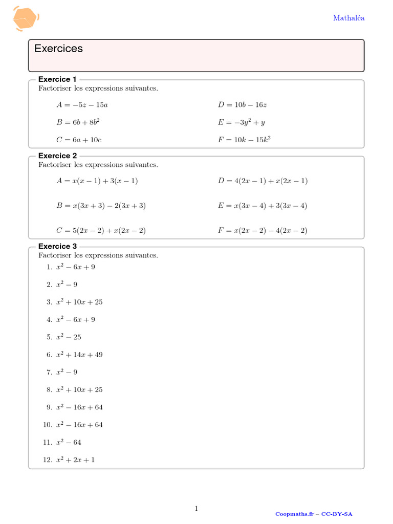 Exo Seconde Factorisation 3 Avec IR | PDF | Échecs | Théorie (échecs)
