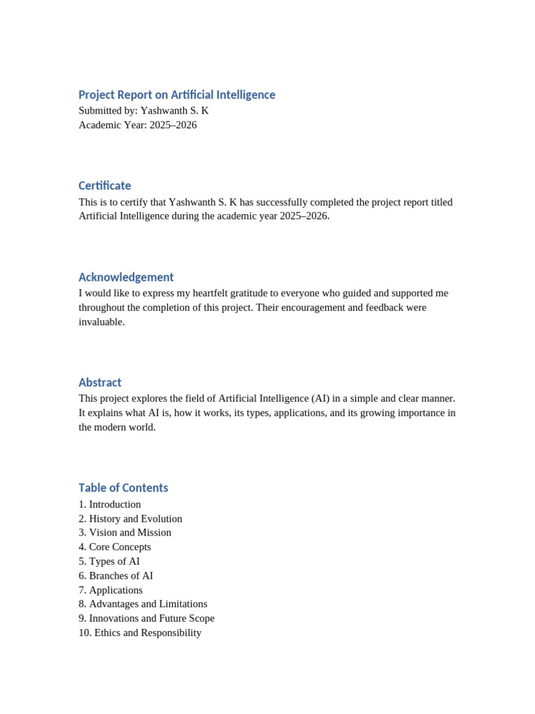 Artificial Intelligence Project Simple Clear | PDF | Artificial ...