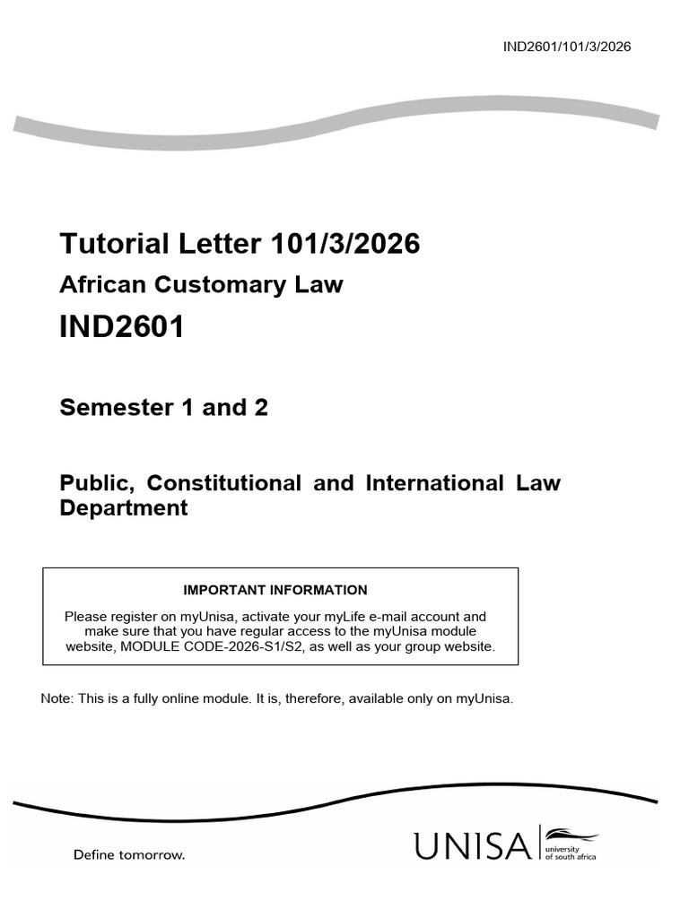 101 - 2026 - 3 - B (2) Tutorial Letter | PDF | Turnitin | Libraries