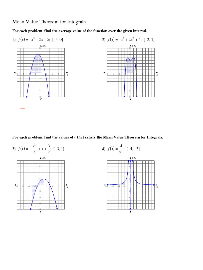 Mean Value Theorem Worksheet | PDF | Mathematical Logic | Mathematical ...