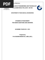 Download Dynamics of Machinery - 2 Marks - All 5 Units by Mohan PrasadM SN99562117 doc pdf