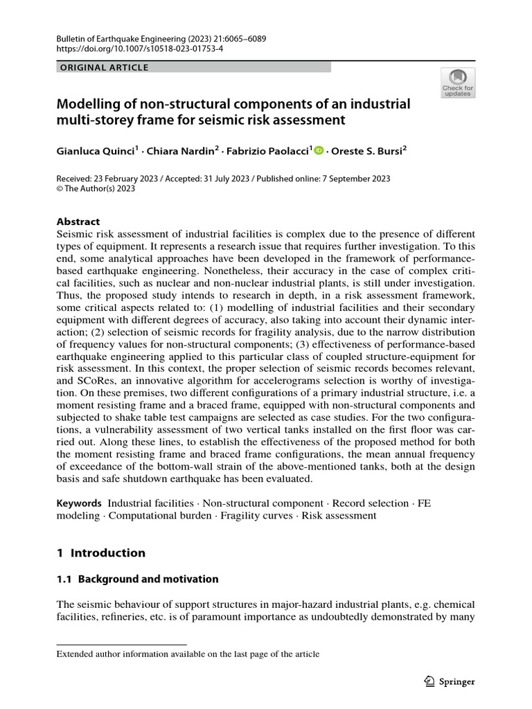 Modelling of Non Structural Components of An Industrial Multi Storey ...
