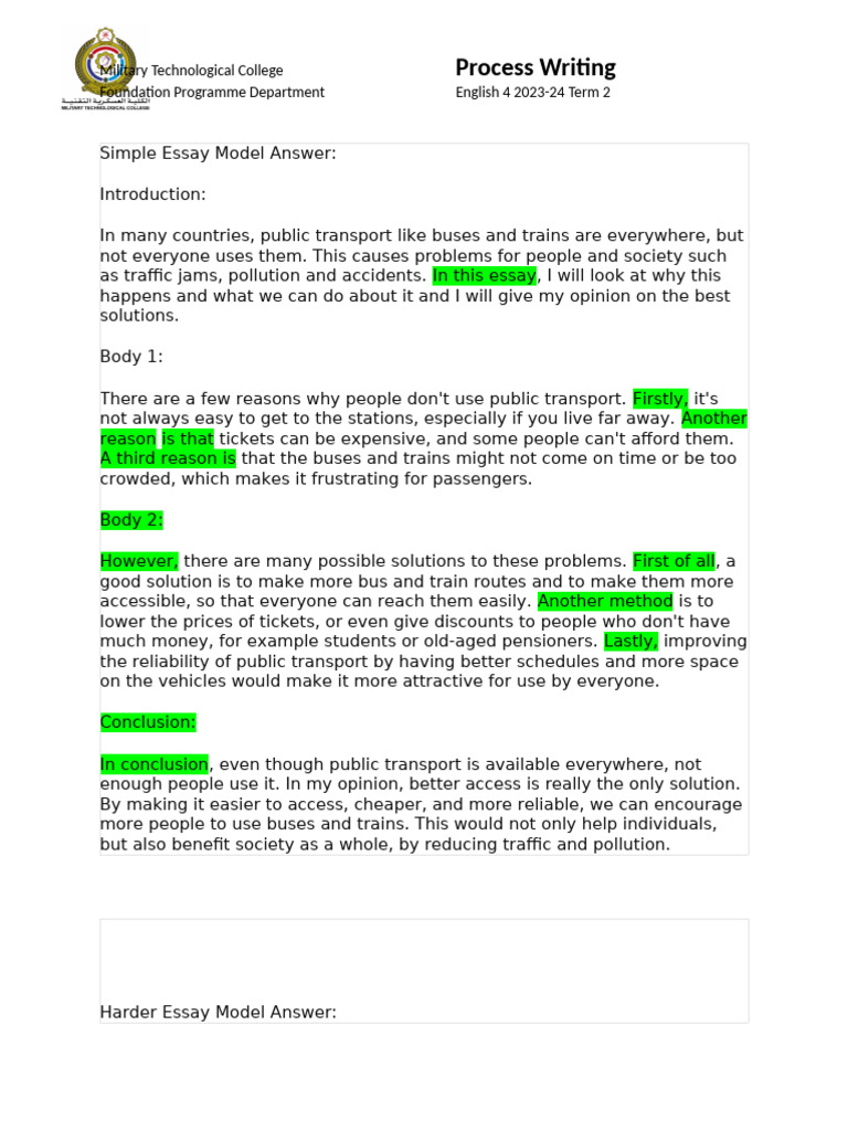 Modxel Process Writing Public Transport Essay | PDF | Public Transport ...