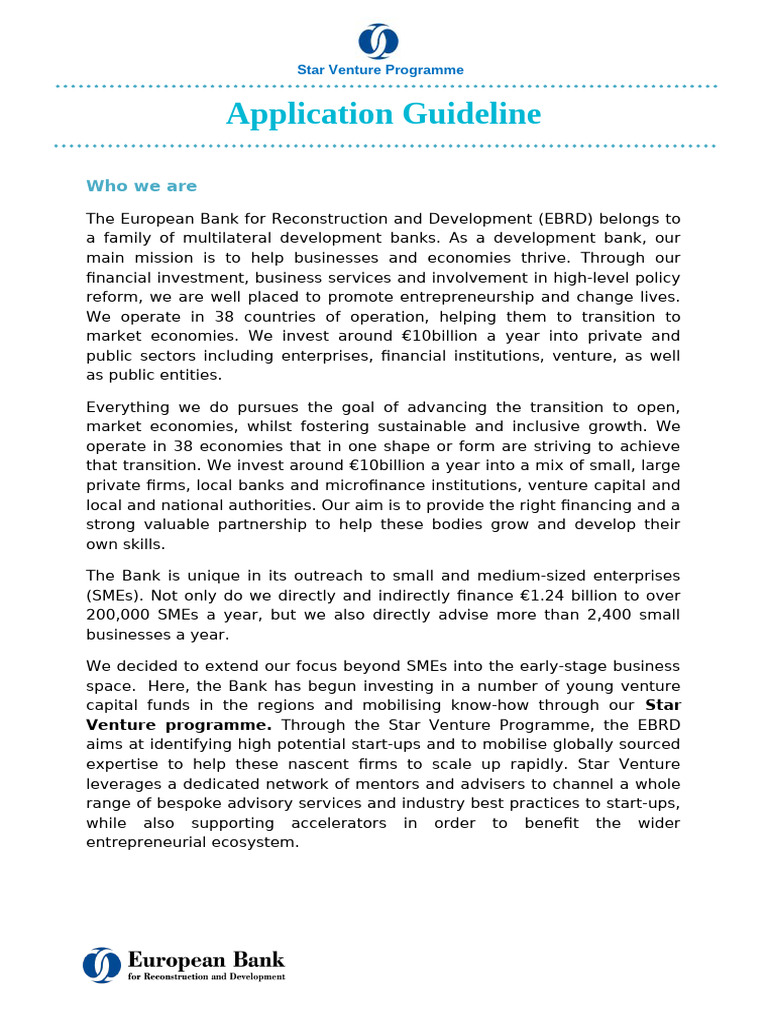 Star Venture Programme Application Guidelines - Egypt | PDF | Startup ...
