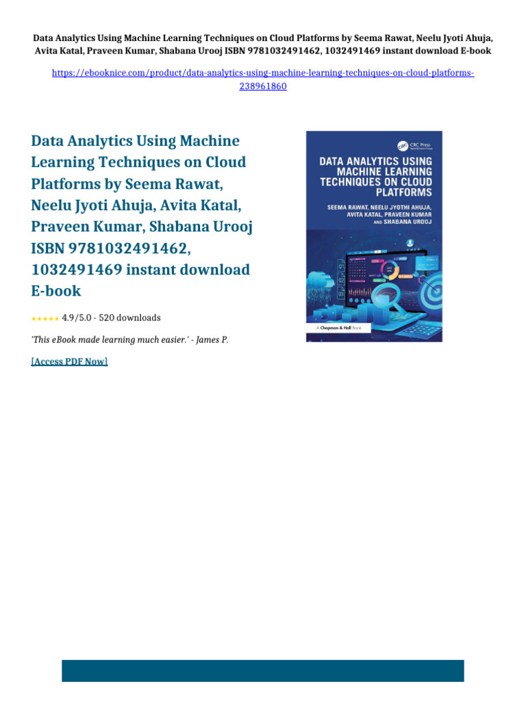 Data Analytics Using Machine Learning Techniques on Cloud Platforms by ...