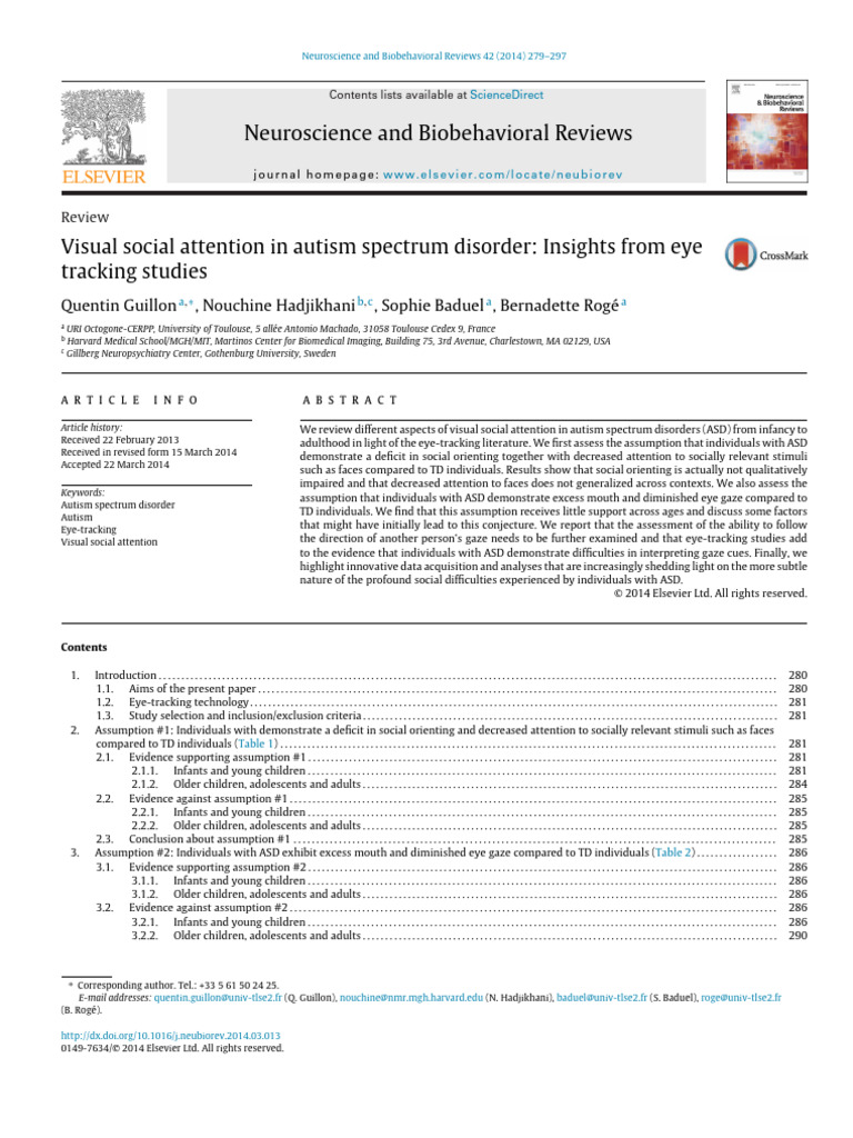 Visual Social Attention in Autism Spectrum Disorder Insights From Eye ...